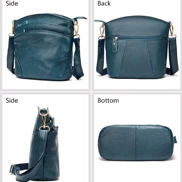 Women Genuine Leather Shoulder Bag Floral-Embossed Crossbody Bag Handbag Purse f - Picture 2 of 6